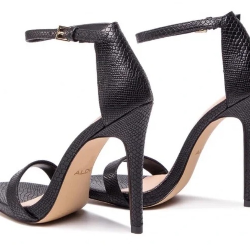 Aldo Black Textured Women's Heels with Strap